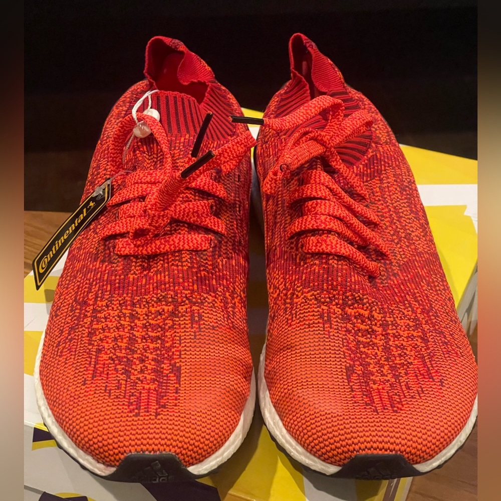 Adidas Bright Red Knit Running Shoes